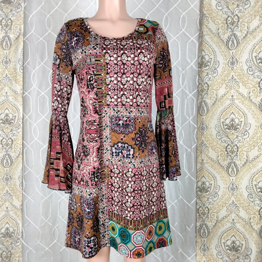 Haani dress sheer bell sleeve, multi-color size